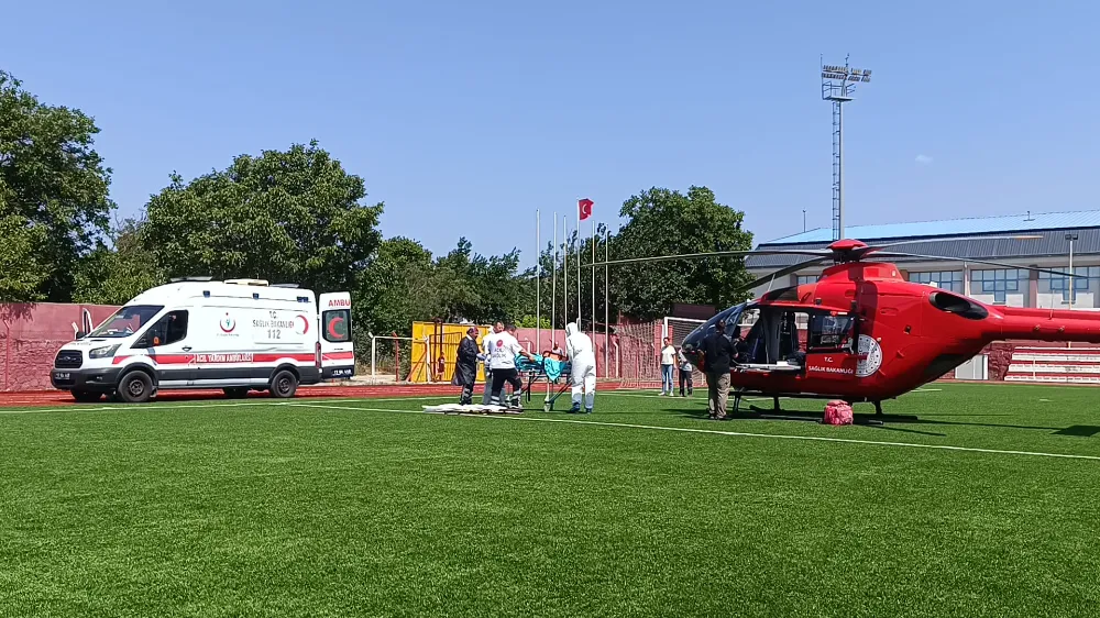 Yangında Yaralanan İşçi Ambulans Helikopter ile Sevk Edildi 